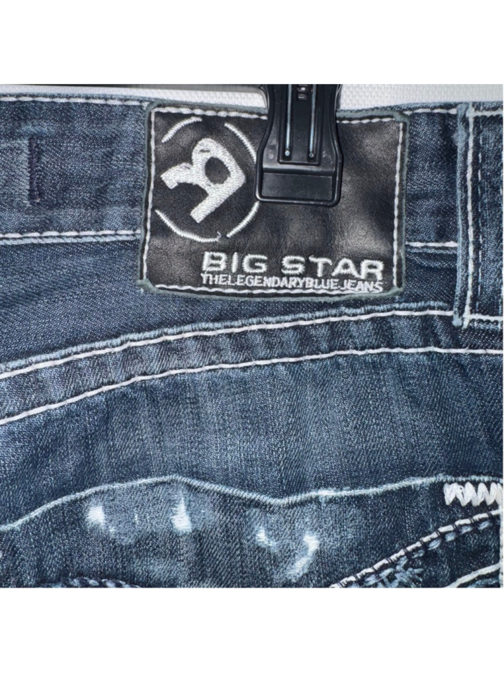 Big Star Pioneer Bootcut Jeans 34R Blue The Legendary Distressed Thick Stitch - Picture 7 of 16